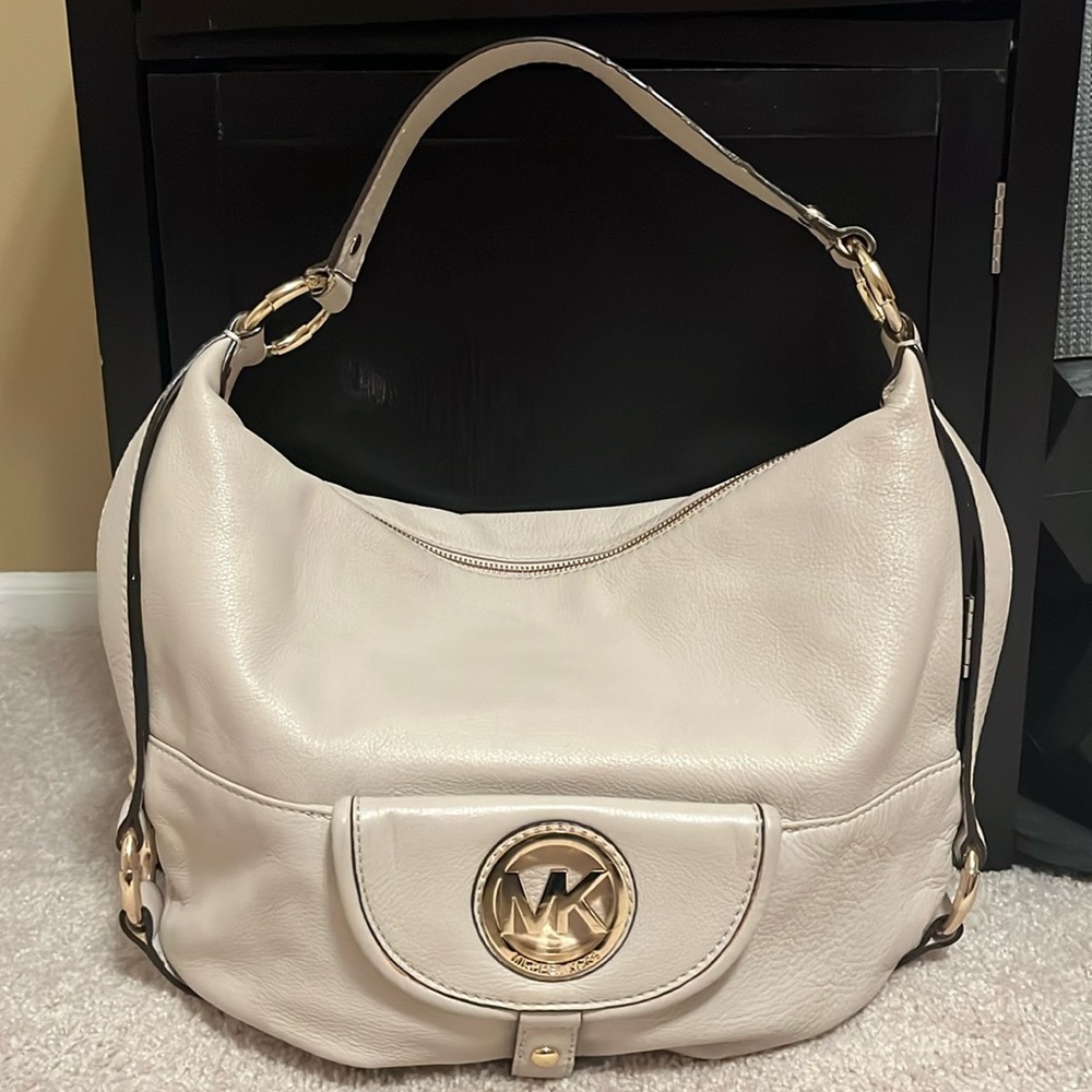 Michael Kors Cream Leather Shoulder Bag